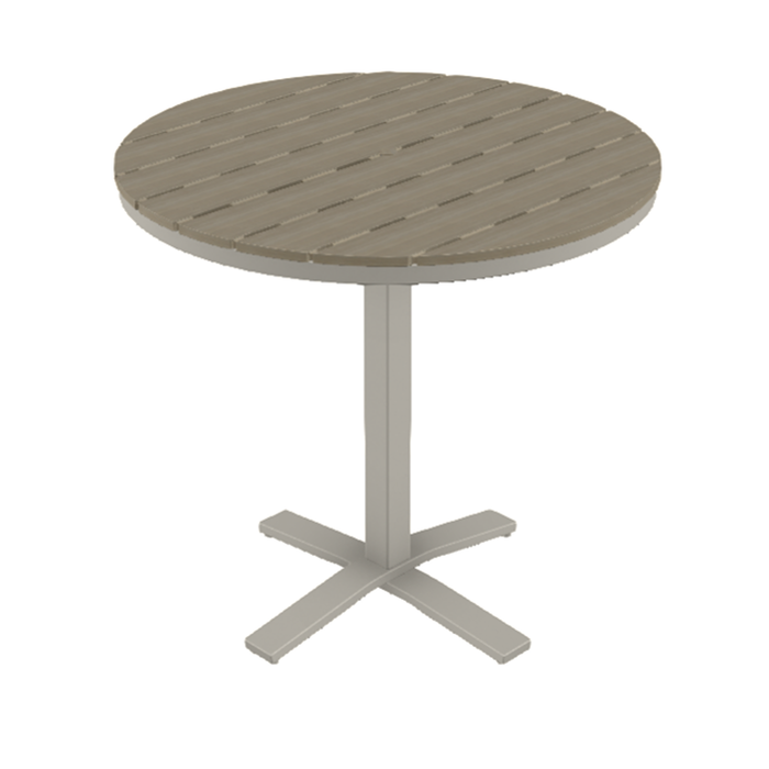 Telescope Casual Rustic Polymer Bar Height Pedestal Table With 42" Round Table Top