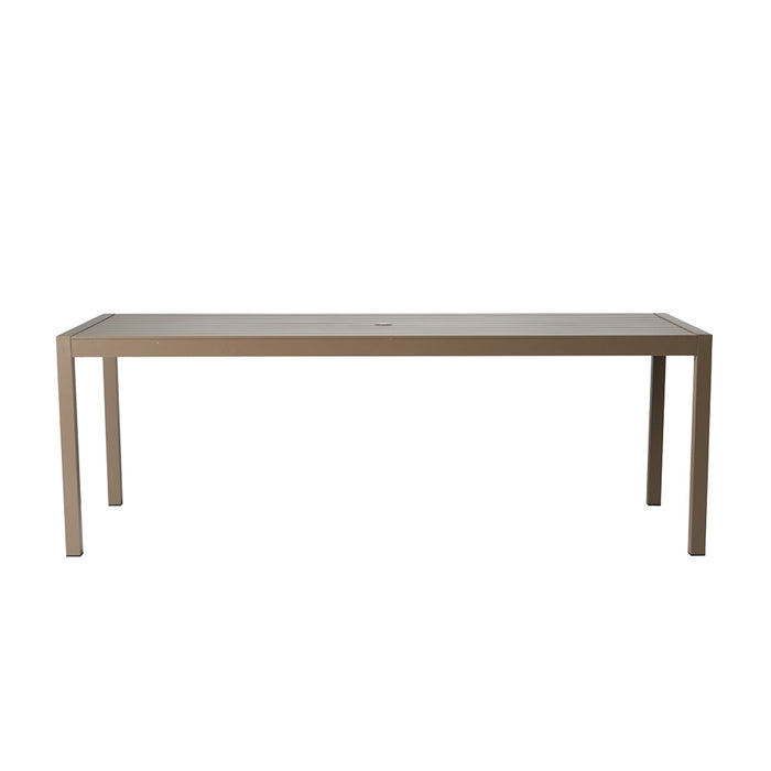 Lloyd Flanders Milan 87" Rectangular Umbrella Dining Table in Brushwood Finish