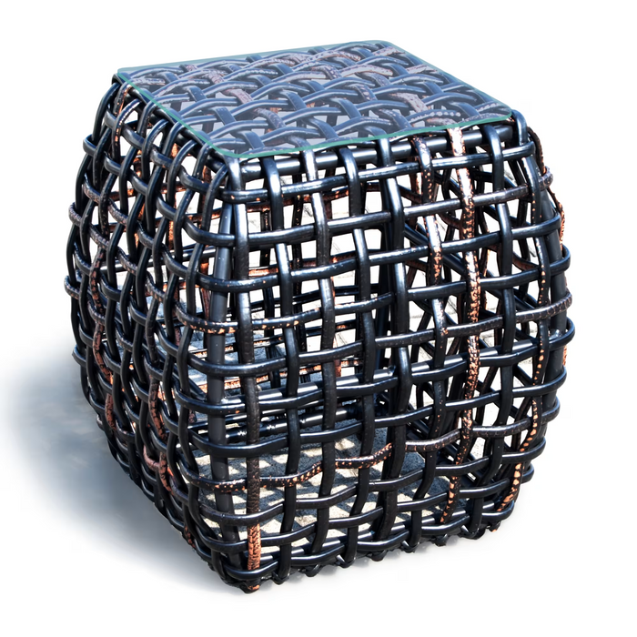 Skyline Design Dynasty Side Table with Glass