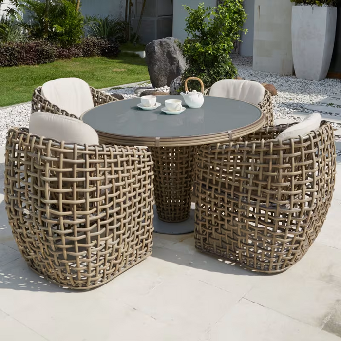 Skyline Design Dynasty Round Dining Table with Glass