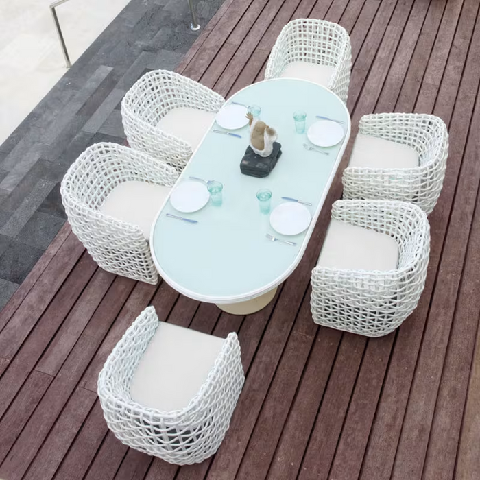 Skyline Design Dynasty Oval Dining Table with Glass