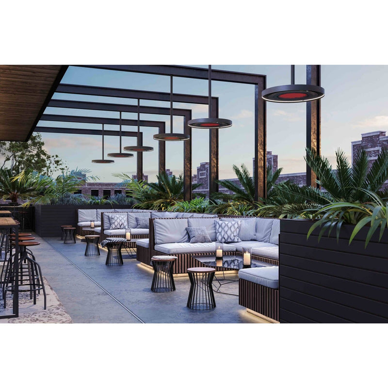 Bromic Eclipse heaters over a rooftop lounge