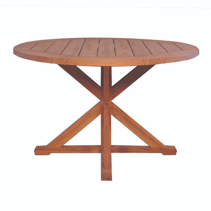 Lloyd Flanders Teak 48" Round Cross Base Dining Table in Antique Gray Finish