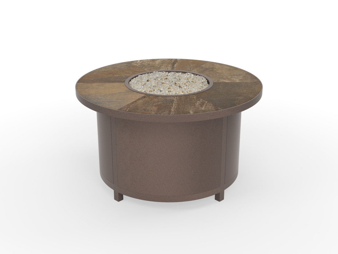 OW Lee fire pit in Espresso finish with a Cabaletta tile top