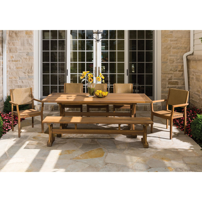 Lloyd Flanders Teak Loom Back Teak Dining Armchair