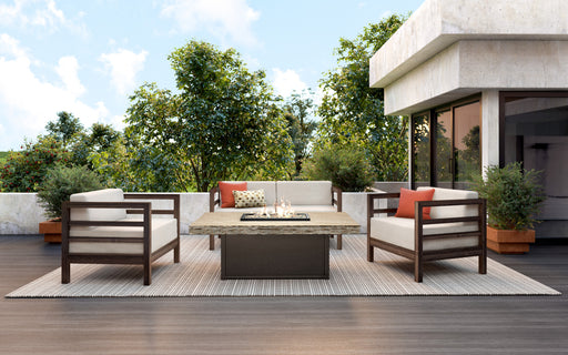 Slate fire table with Homecrest Willow seating