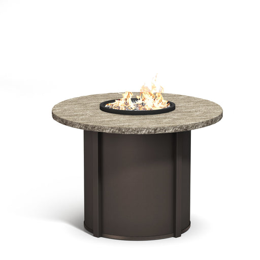Homecrest Slate 48" Round Balcony Height Fire Table, studio view