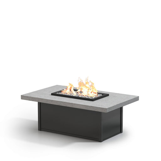 Homecrest Concrete 32" x 52" Rectangular Chat Height Fire Table, studio view