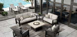 Homecrest Stonegate square fire table with lounge seating