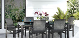 Homecrest Mode rectangular dining table with sling dining chairs