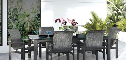 Homecrest Mode rectangular dining table with sling dining chairs