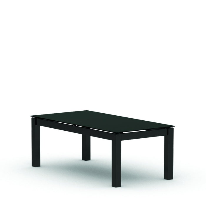 Homecrest Mode 22" x 44" Rectangular Coffee Table, post base, studio view