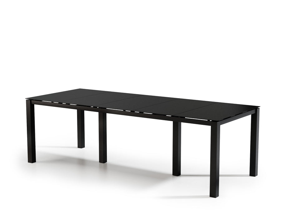 Homecrest Mode 44" x 110" Rectangular Balcony Table, post base, studio view
