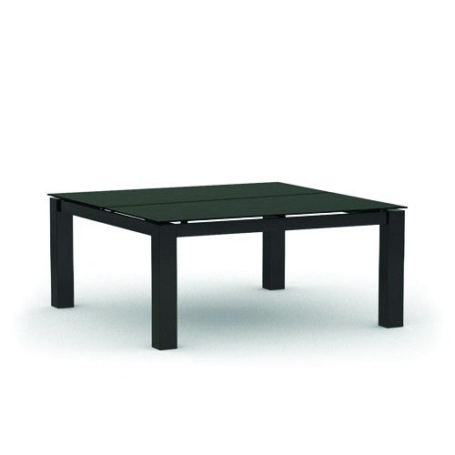 Homecrest Mode 44" Square Coffee Table, post base, studio view
