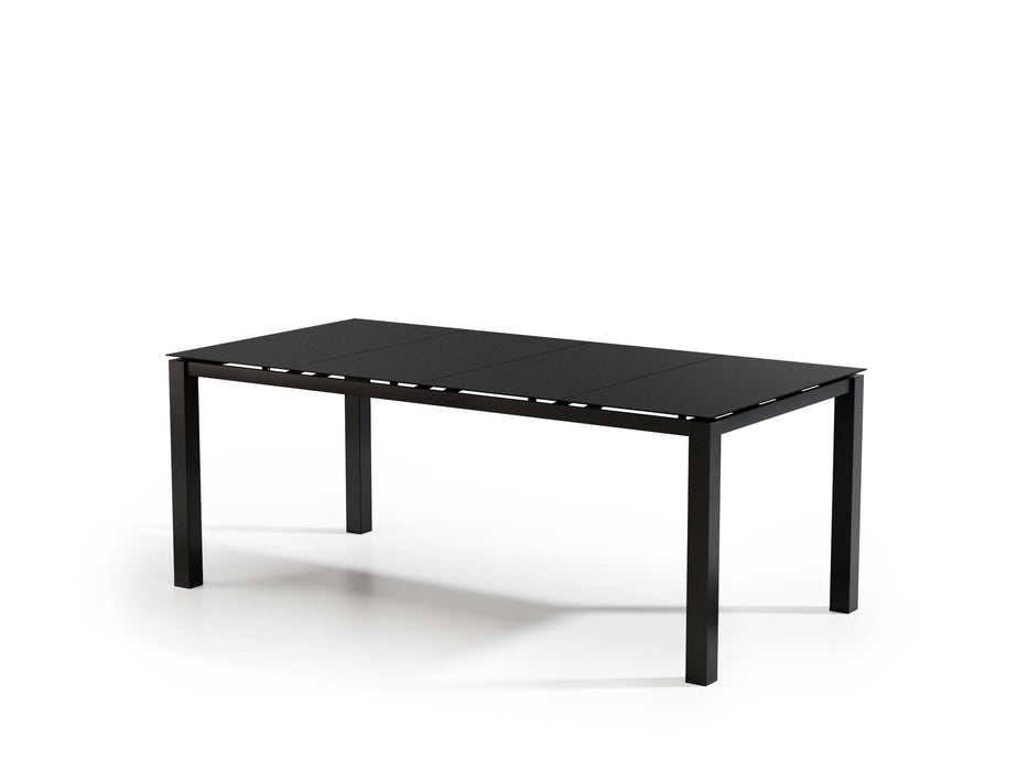 Homecrest Mode 44" x 88" Rectangular Balcony Table, post base, studio view