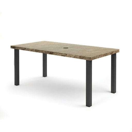 Homecrest Slate 42" x 82" Rectangular Balcony Table, post base, studio view