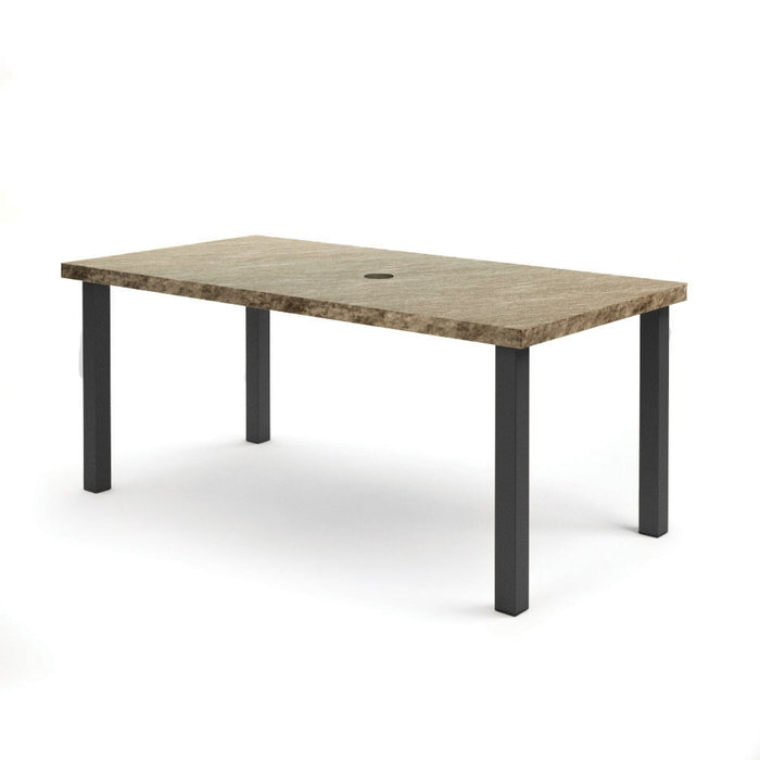 Homecrest Slate 42" x 82" Rectangular Balcony Table, post base, studio view