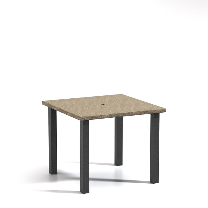 Homecrest Slate 42" Square Balcony Table, post base, studio view