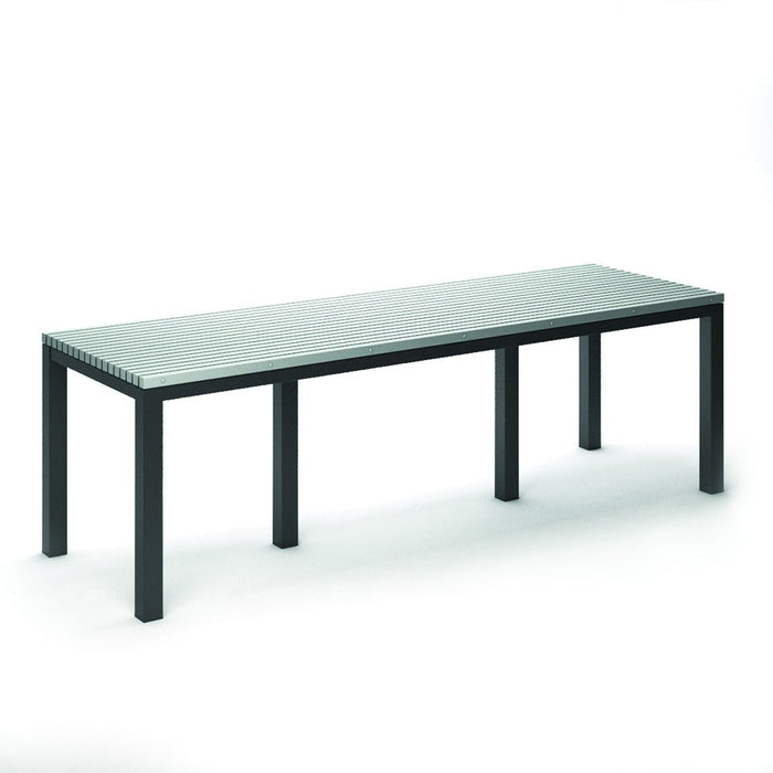 Homecrest Eden 35.5" x 110" Rectangular Balcony Table, post base, studio view