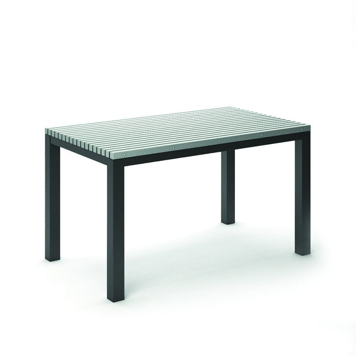 Homecrest Eden 35.5" x 60" Rectangular Balcony Table, post base, studio view