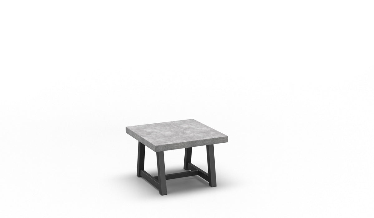 Homecrest Concrete 24" Square Side Table, trestle base, studio view