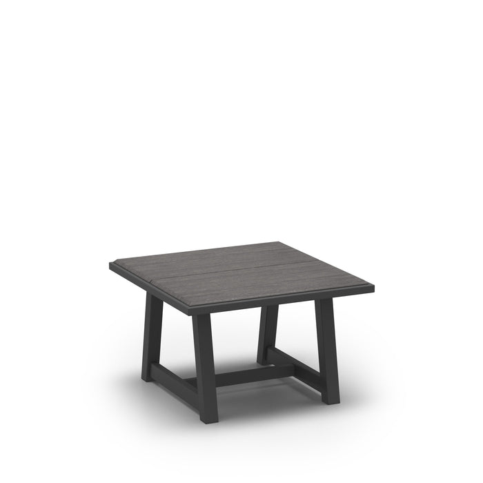 Homecrest Medley 25" Square Side Table, trestle base, studio view