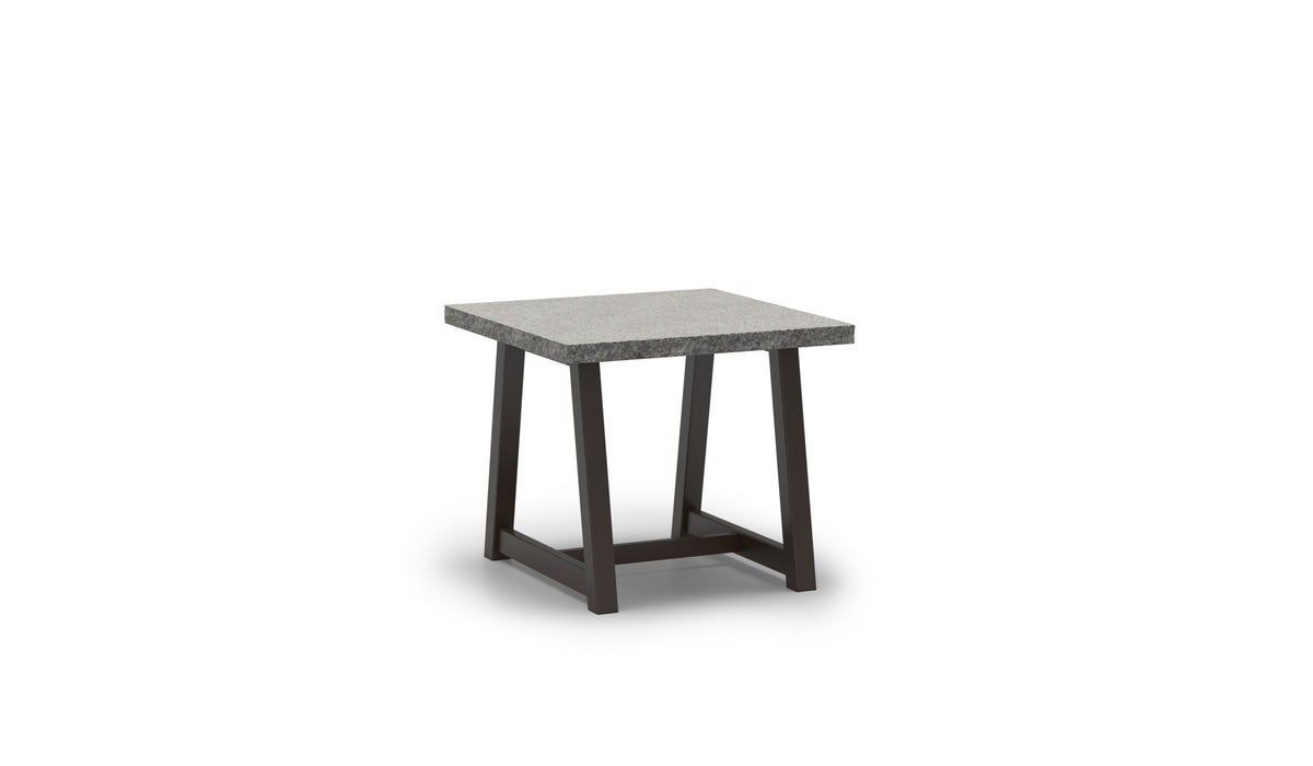 Homecrest Shadow Rock 24" Square End Table, trestle base, studio view