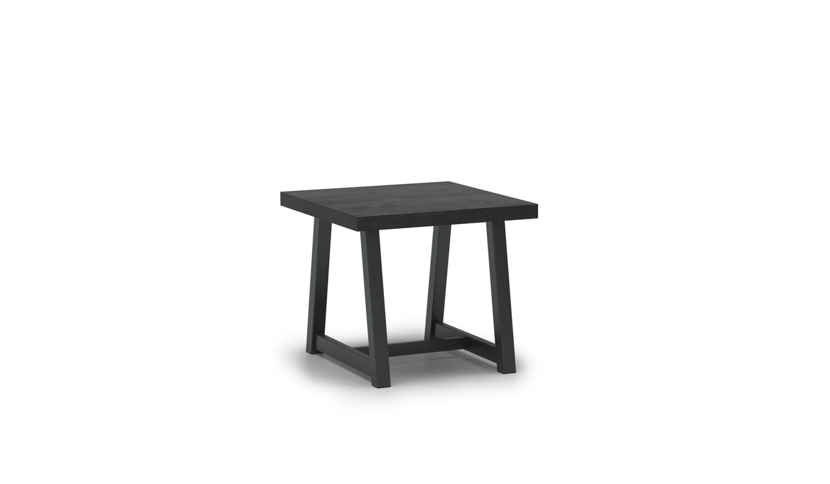 Homecrest Timber 24" Square End Table, trestle base, studio view