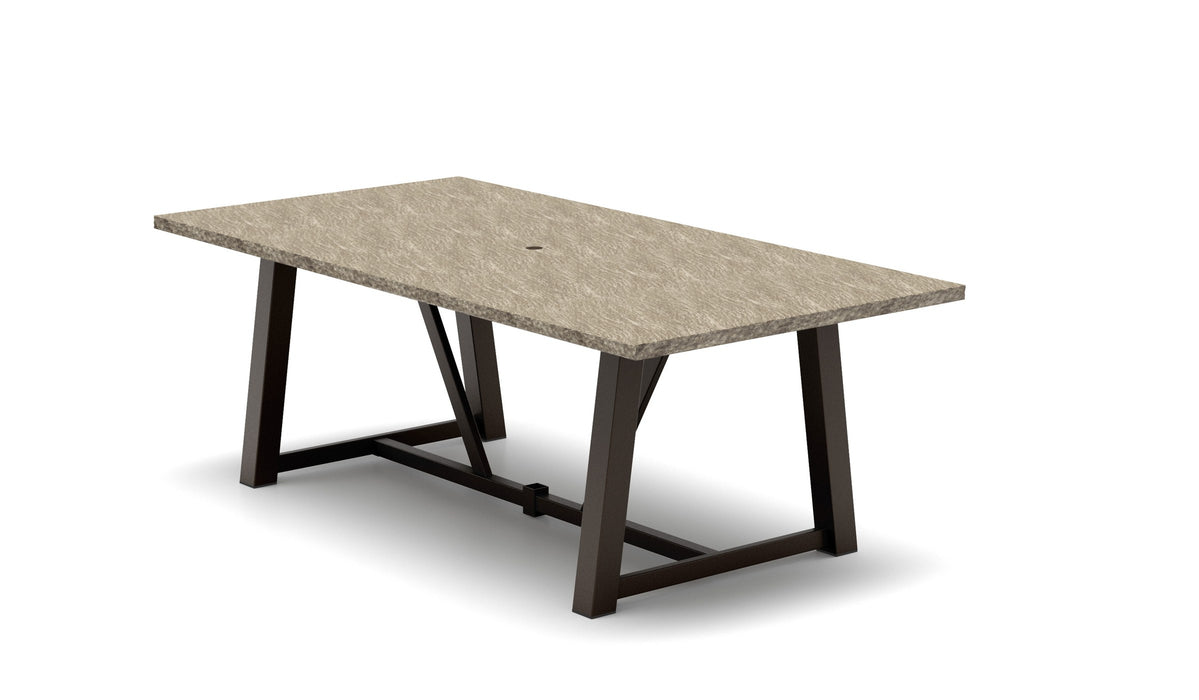 Homecrest Slate 42" x 82" Rectangular Dining Table, trestle base, studio view