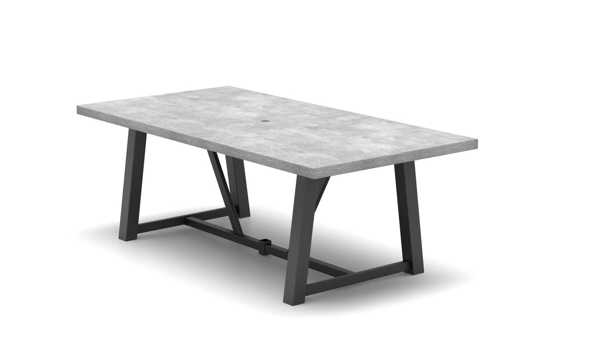 Homecrest Concrete 42" x 84" Rectangular Dining Table, trestle base, studio view