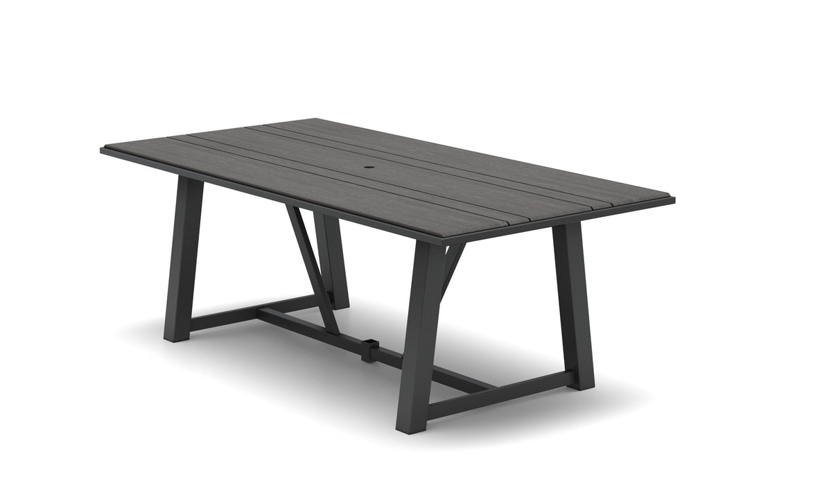 Homecrest Medley 42" x 84" Rectangular Dining Table, trestle base, studio view
