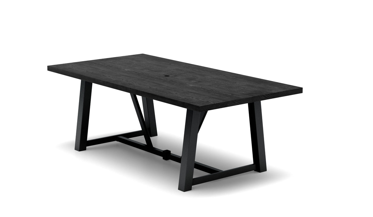 Homecrest Timber 42" x 84" Rectangular Dining Table, trestle base, studio view