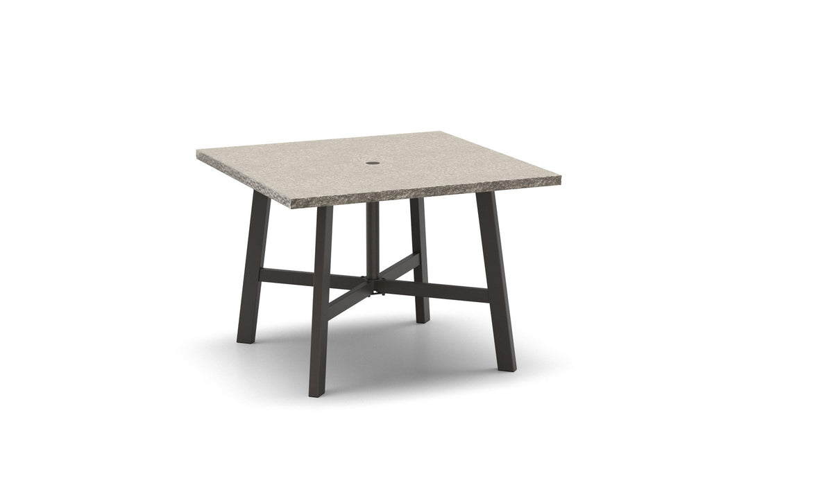 Homecrest Shadow Rock 42" Square Dining Table, trestle base, studio view
