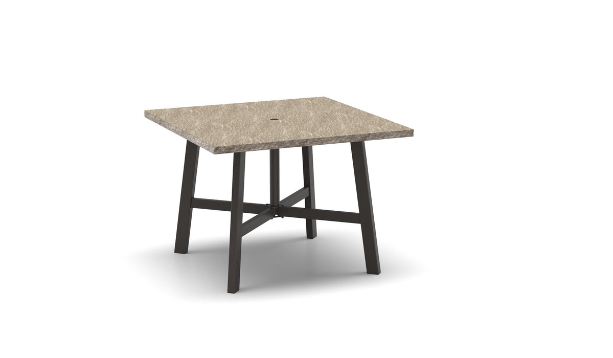 Homecrest Slate 42" Square Dining Table, trestle base, studio view