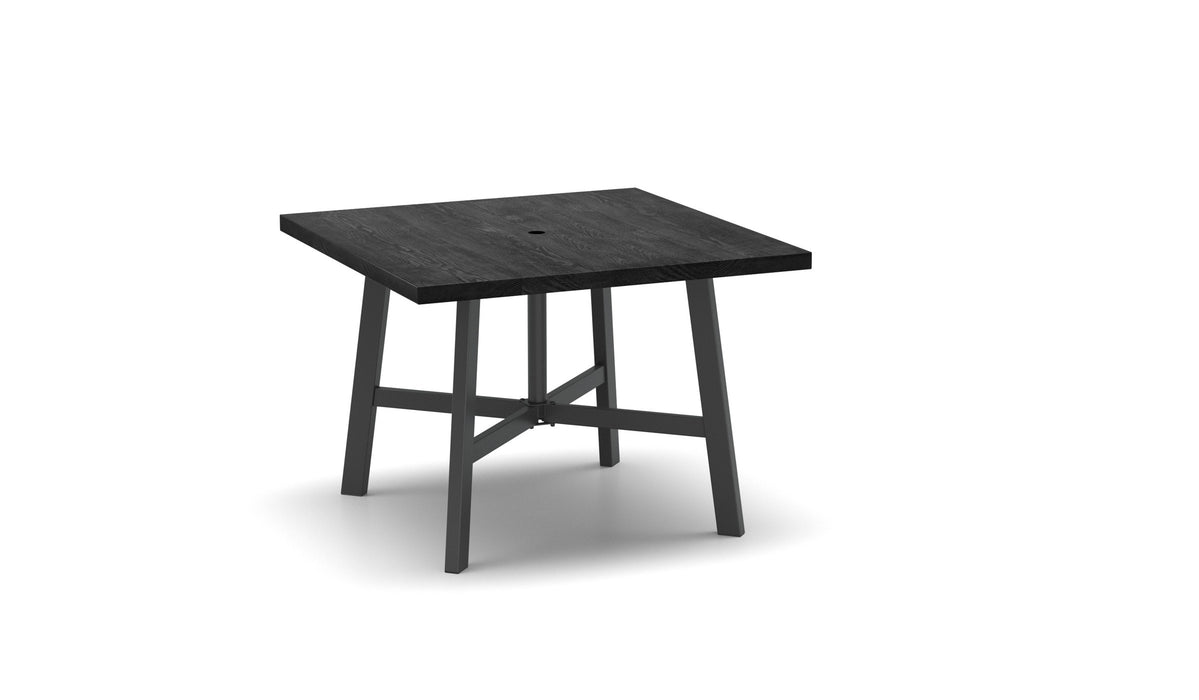 Homecrest Timber 42" Square Dining Table, trestle base, studio view
