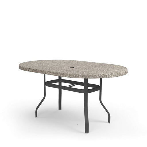 Homecrest Shadow Rock 42" x 72" Oval Balcony Table, universal base, studio view