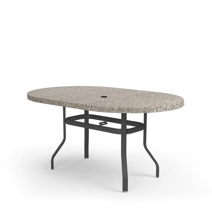Homecrest Shadow Rock 42" x 72" Oval Balcony Table, universal base, studio view