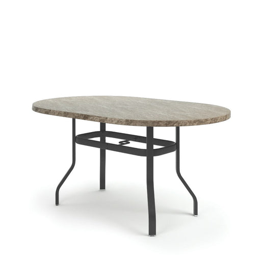 Homecrest Slate 42" x 72" Oval Balcony Table, universal base, studio view