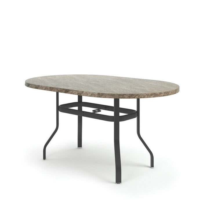 Homecrest Slate 42" x 72" Oval Balcony Table, universal base, studio view