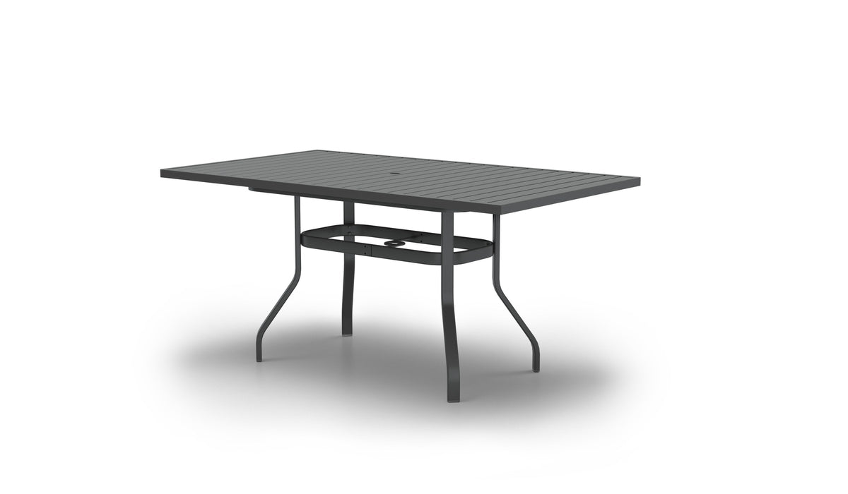 Homecrest Latitude 42" x 74" Rectangular Balcony Table, universal base, studio view