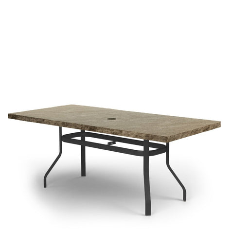 Homecrest Slate 42" x 82" Rectangular Balcony Table, universal base, studio view