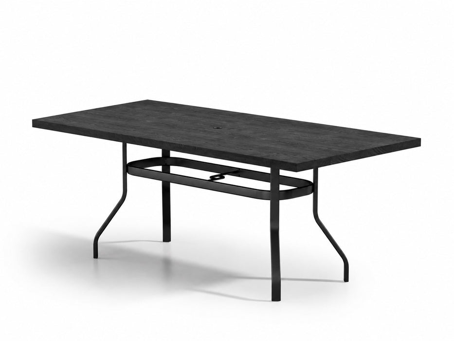 Homecrest Timber 42" x 84" Rectangular Balcony Table, universal base, studio view