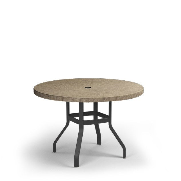 Homecrest Slate 42" Round Balcony Table, universal base, studio view