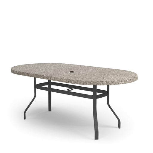 Homecrest Shadow Rock 44" x 84" Oval Balcony Table, universal base, studio view