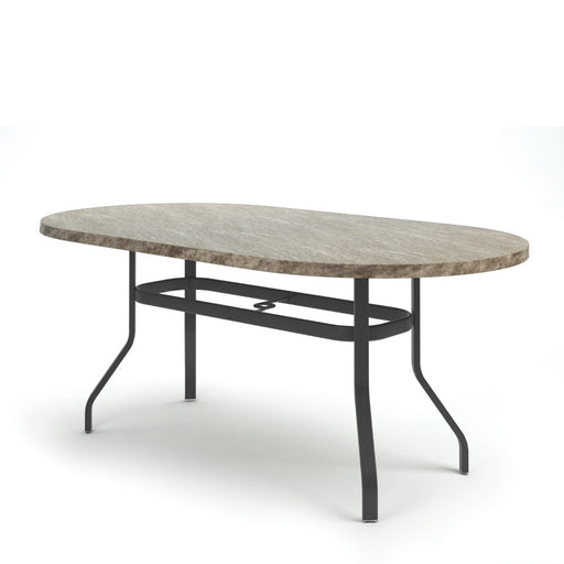 Homecrest Slate 44" x 84" Oval Balcony Table, universal base, studio view
