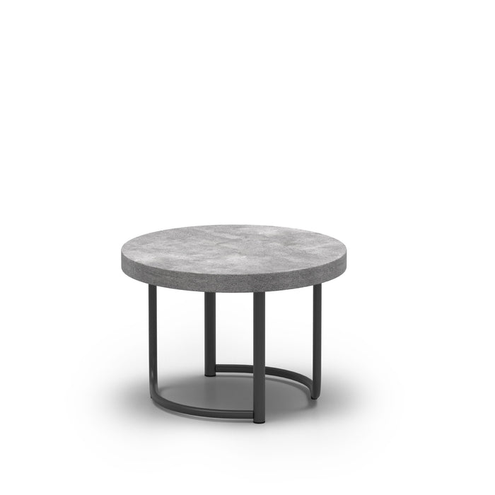 Homecrest Concrete 24" Round Side Table, tubular base, studio view