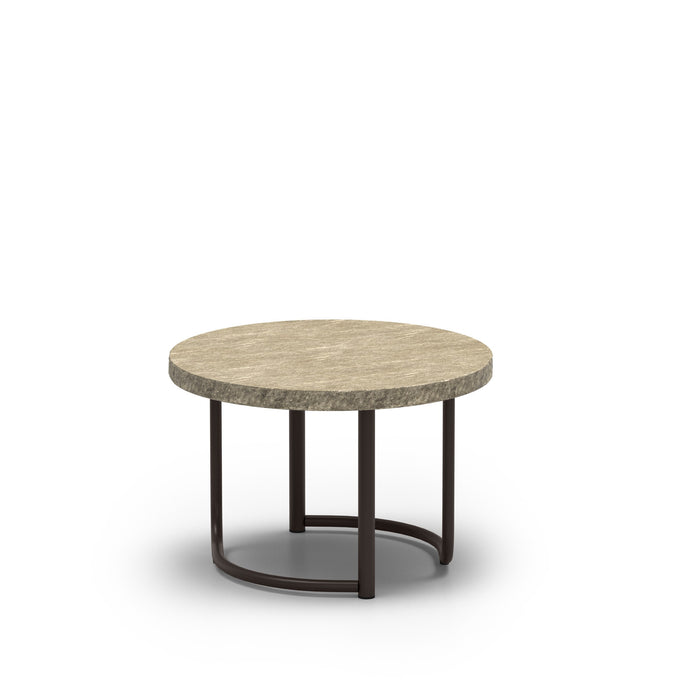Homecrest Slate 24" Round Side Table, tubular base, studio view