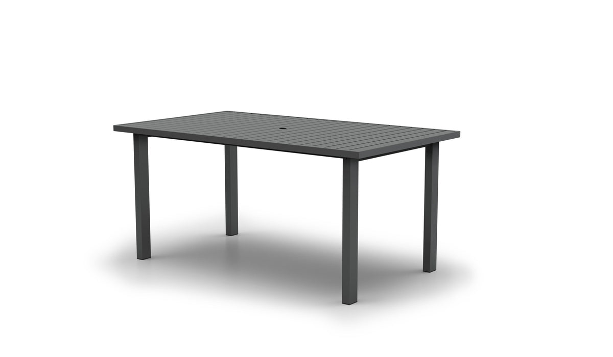 Homecrest Latitude 42" x 74" Rectangular Balcony Table, post base, studio view