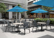 Homecrest market umbrella on a patio