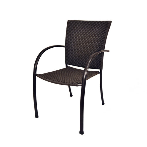 Kettler Pilano Woven Stackable Arm Chairs, Black Weave - Set Of 6